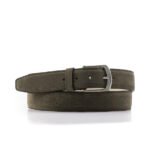 Exclusieve Italiaanse Suede leren riem, Riccamente Olive groen 4 cm breed