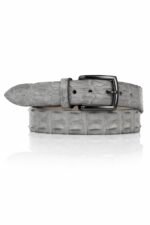 Exclusieve Riccamente Croco riem, Gunmetal gesp, Nardi Grijs