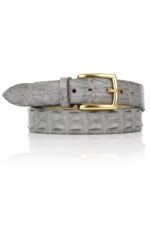 Exclusieve Riccamente Croco riem, Gouden gesp, Nardi Grijs