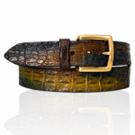 Special Edition Handpaint Croco riem, Gouden Gesp, Sicilian Bruin, Cognac, Blauw