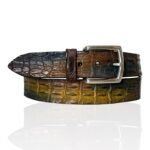Special Edition Handpaint Croco riem, Zilveren Gesp, Sicilian Bruin, Cognac, Blauw