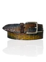 Special Edition Handpaint Croco riem, Zilveren Gesp, Sicilian Bruin, Cognac, Blauw