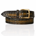 Special Edition Handpaint Croco riem, Gouden Gesp, Baretto Bruin, Beige