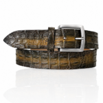 Special Edition Handpaint Croco riem, Zilveren Gesp, Baretto Bruin, Beige