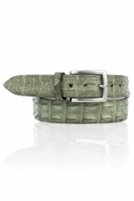 Ambachtelijke Riccamente Croco riem, Zilveren gesp, Bonsai Groen