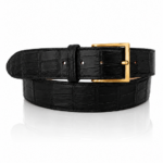 Riccamente Croco riem, Gouden gesp, Caviar Zwart, ook grote maten