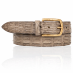 Luxe Riccamente Krokodillen riem, Gouden Gesp, Cappuccino Taupe