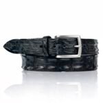 Exclusieve Riccamente Zwarte Croco riem, Zilveren gesp, Sicily Black Edition