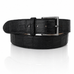 Riccamente Croco riem, Gunmetal gesp, Caviar Zwart, ook grote maten