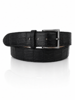 Riccamente Croco riem, Gunmetal gesp, Caviar Zwart, ook grote maten