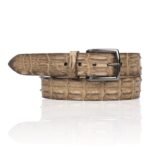 Luxe Riccamente Croco riem, Gunmetal Gesp, Cappuccino Taupe