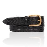 Exclusieve Riccamente Zwarte Croco riem, Gouden gesp, Sicily Black Edition