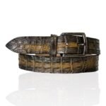 Special Edition Handpaint Croco riem, Gunmetal Gesp, Baretto Bruin, Beige