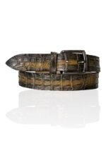 Special Edition Handpaint Croco riem, Gunmetal Gesp, Baretto Bruin, Beige