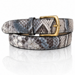 Exclusieve Riccamente Bocadillo Python, leren riem, Gouden Gesp, blauw, wit