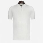 Mooie Riccamente Italiaanse Polo met halve rits Offwhite